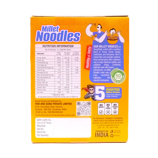 VVD Millet Noodles Schezwan Masala | No Maida Instant Noodles | 94% Multi Millet Blend | Healthy & Delicious (Copy) - VVD & Sons Pvt. Ltd.