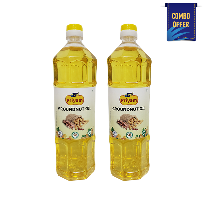 VVD Priyam Groundnut Oil - 1L Bottle (Pack of 2) - VVD & Sons Pvt. Ltd.