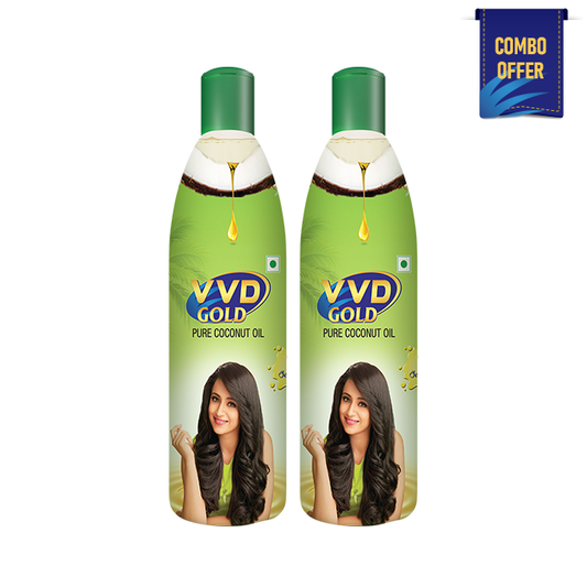 VVD Gold Pure Coconut Hair Oil - 1L Bottle (Pack of 2)