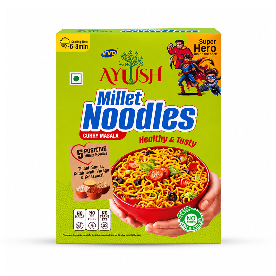 VVD Millet Noodles Curry Masala | No Maida Noodles | 94% Multi Millet Blend