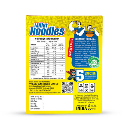 VVD Millet Noodles Magic Masala | No Maida Noodles | 94% Multi Millet Blend