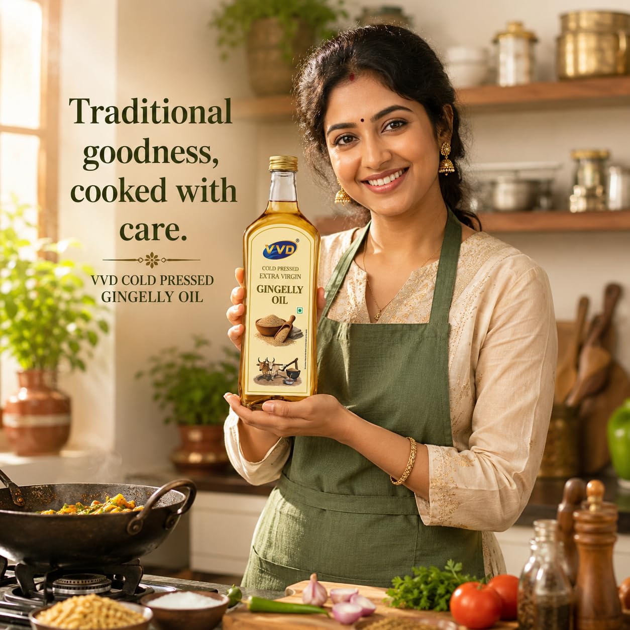 VVD Gold Cold Pressed Gingelly Oil 750 ML | 100% Pure Unrefined Sesame Oil | Naturally Filtered | Rich Aroma & Authentic Taste | Traditional Cooking & Everyday Use - VVD & Sons Pvt. Ltd.
