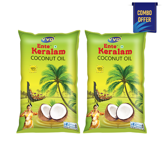 VVD Ente Keralam Coconut Oil - 1L Pouch (Pack of 2)